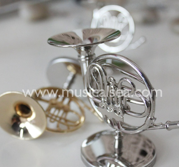 Miniature Golden French horn Musical Instrument